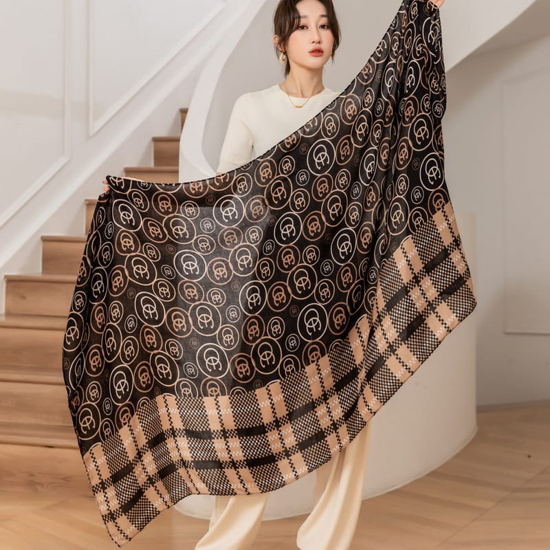 Droid Rock Black Printed Scarf - styled view