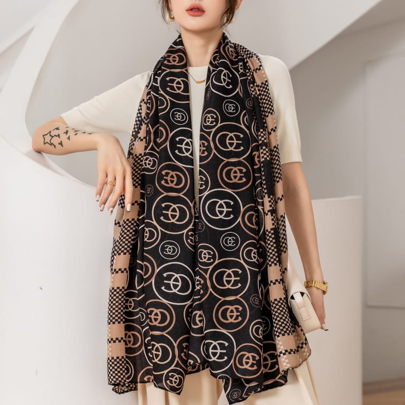 Droid Rock Black Printed Scarf - full view