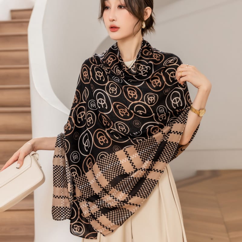 Droid Rock Black Printed Scarf - folded detail