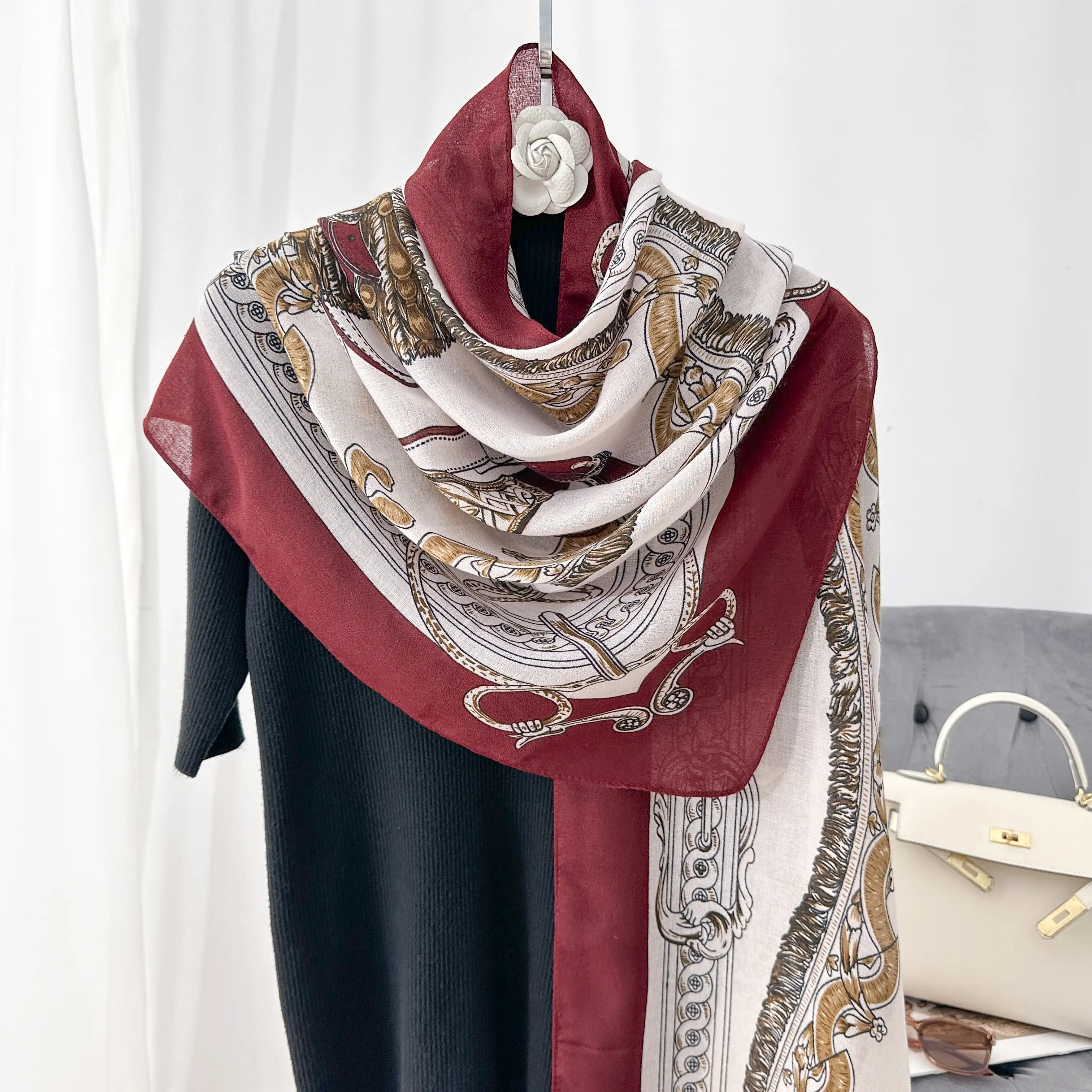 Flint Maroon Printed Scarf by Bandano Pakistan