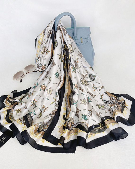 Bloom White Printed Scarf by Bandano Pakistan