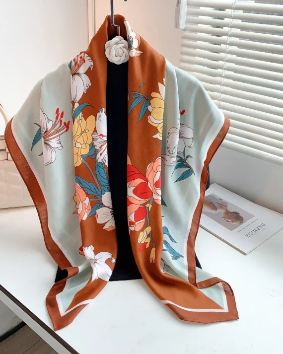 Foggy Brown Square Scarf by Bandano Pakistan
