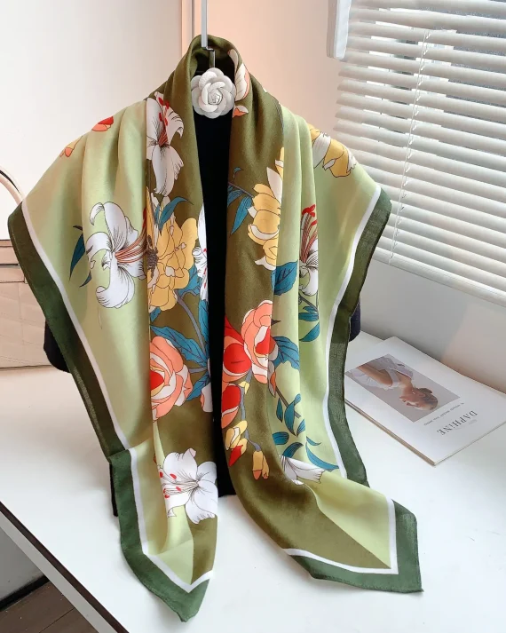 Foggy Green Square Scarf by Bandano Pakistan