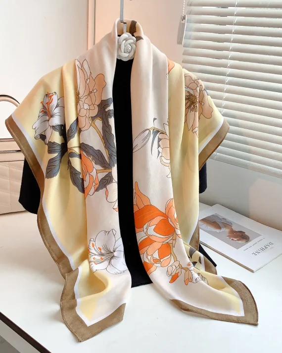 Foggy Peach Square Scarf by Bandano Pakistan