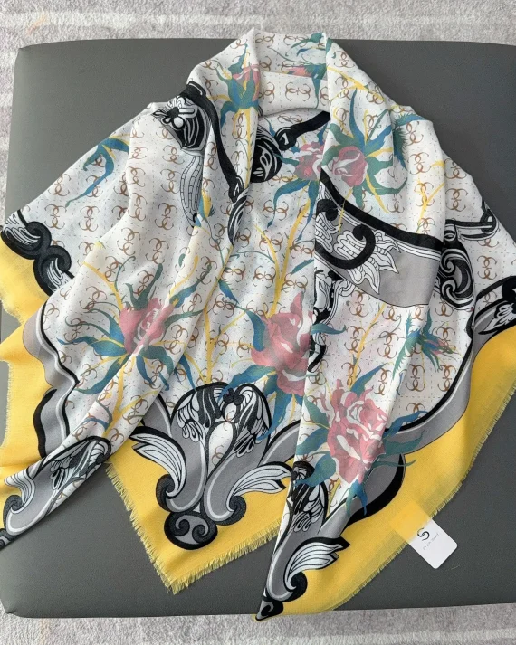 Gamboge Yellow Square Scarf by Bandano Pakistan