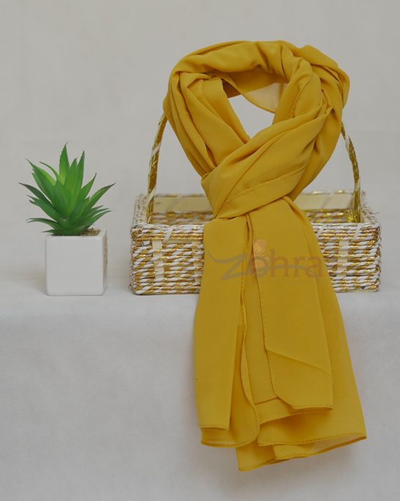 Charred Yellow Georgette Chiffon Hijab by Bandano Pakistan