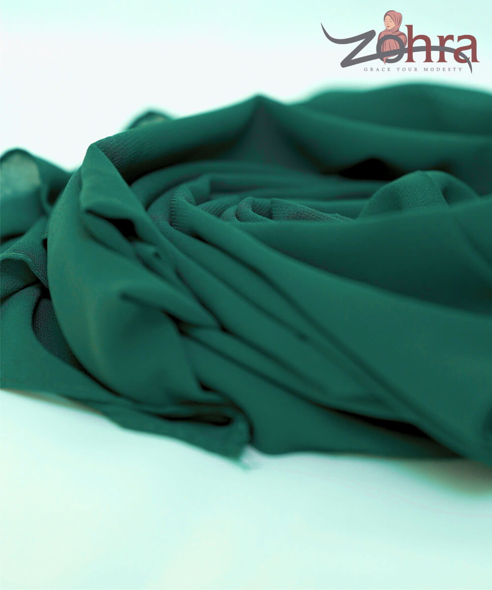 Rock Green Georgette Chiffon Hijab - worn styling