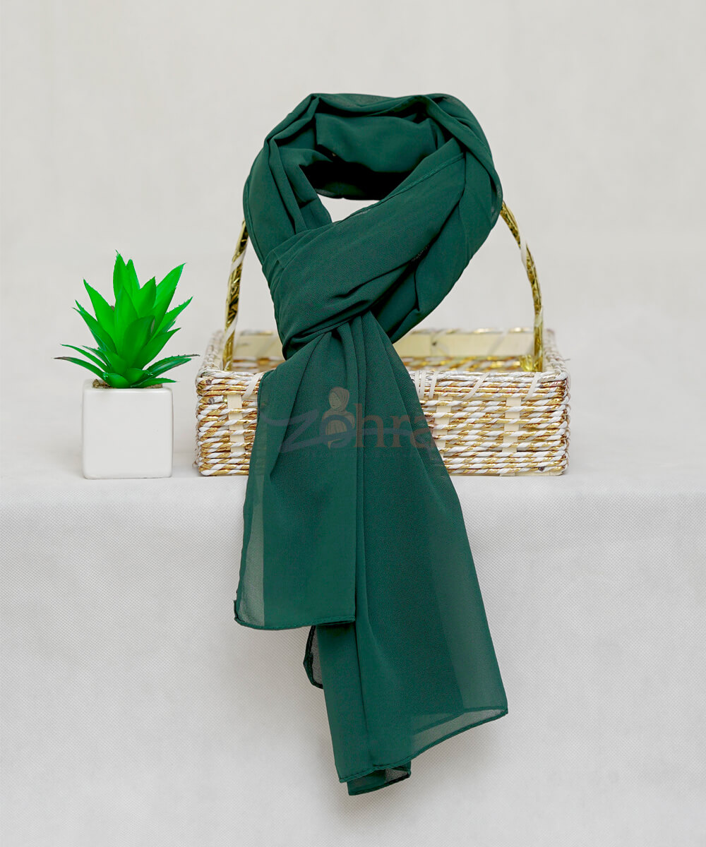 Rock Green Georgette Chiffon Hijab by Bandano Pakistan