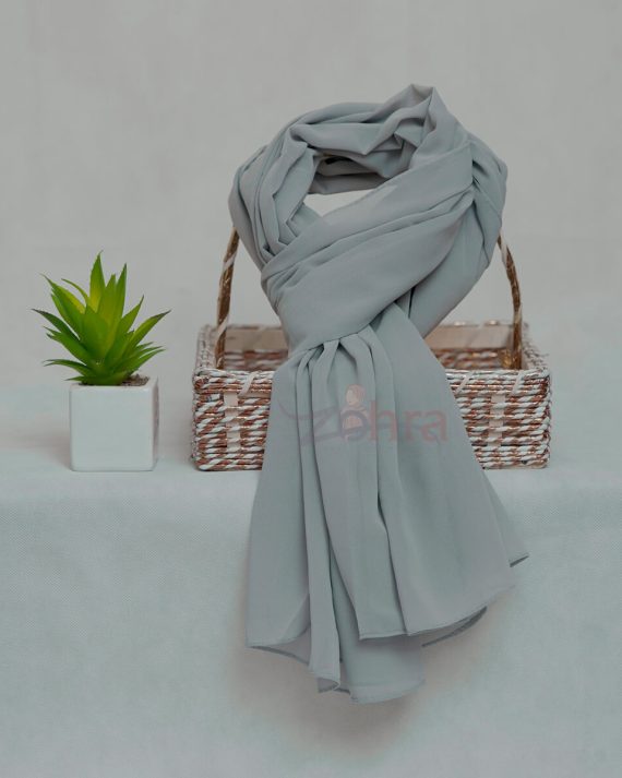 Rain Grey Georgette Chiffon Hijab by Bandano Pakistan