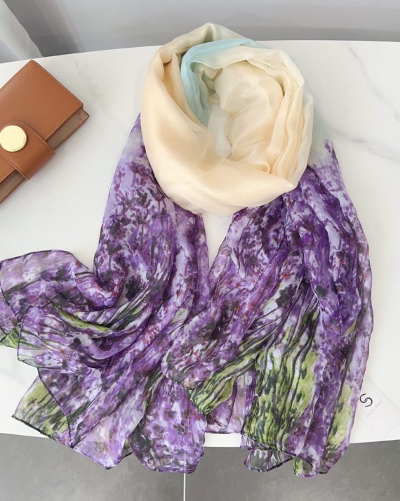 Grape Purple Chiffon Georgette Scarf by Bandano Pakistan