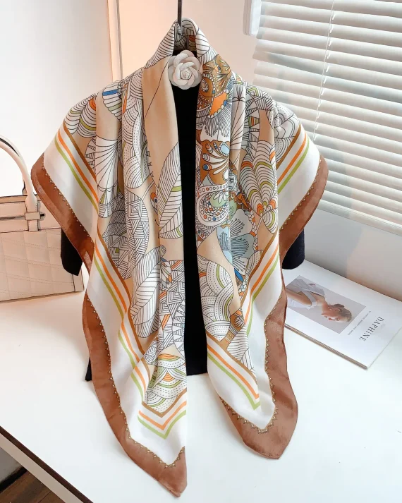 Greek Brown Square Scarf by Bandano Pakistan