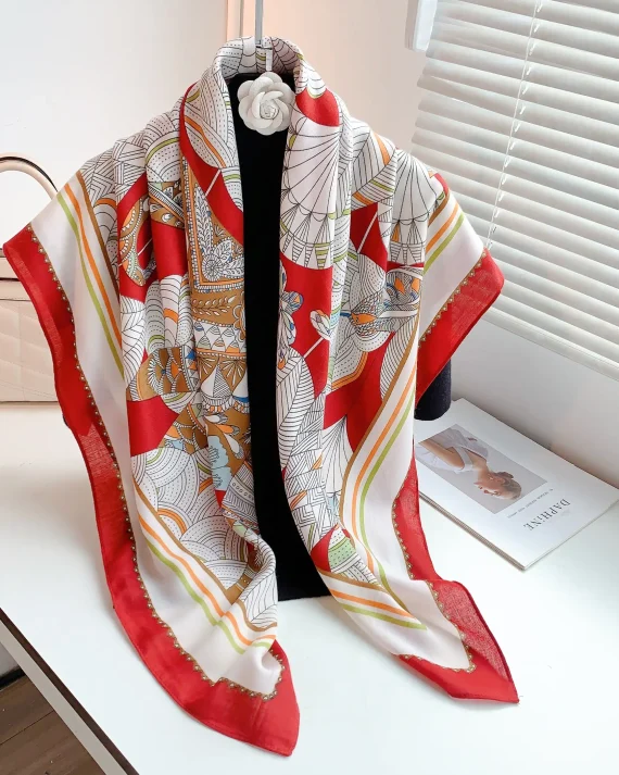 Greek Red Square Scarf by Bandano Pakistan