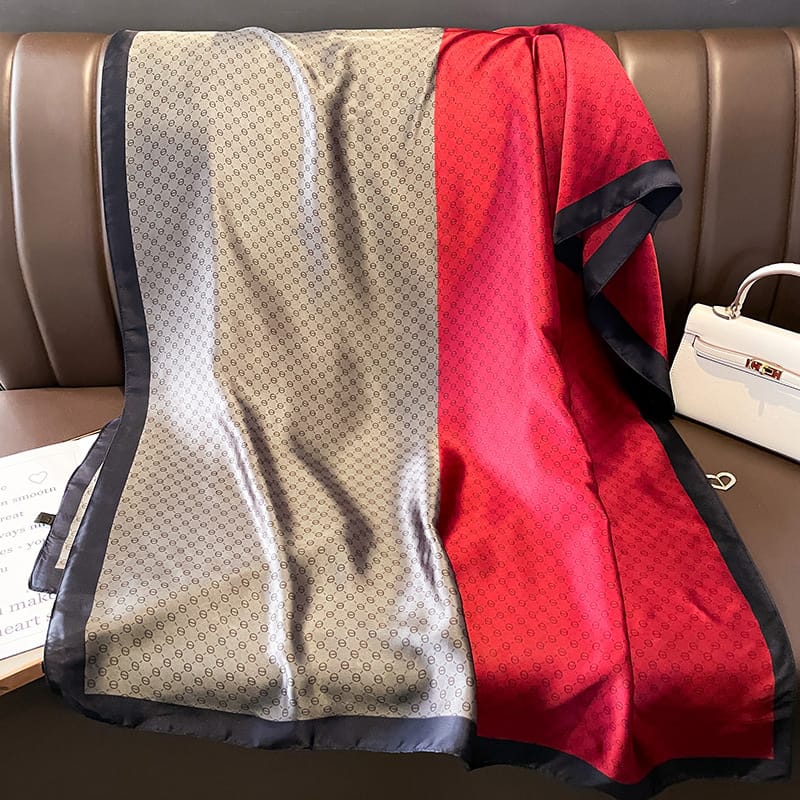 Ash Red Printed Scarf - worn styling