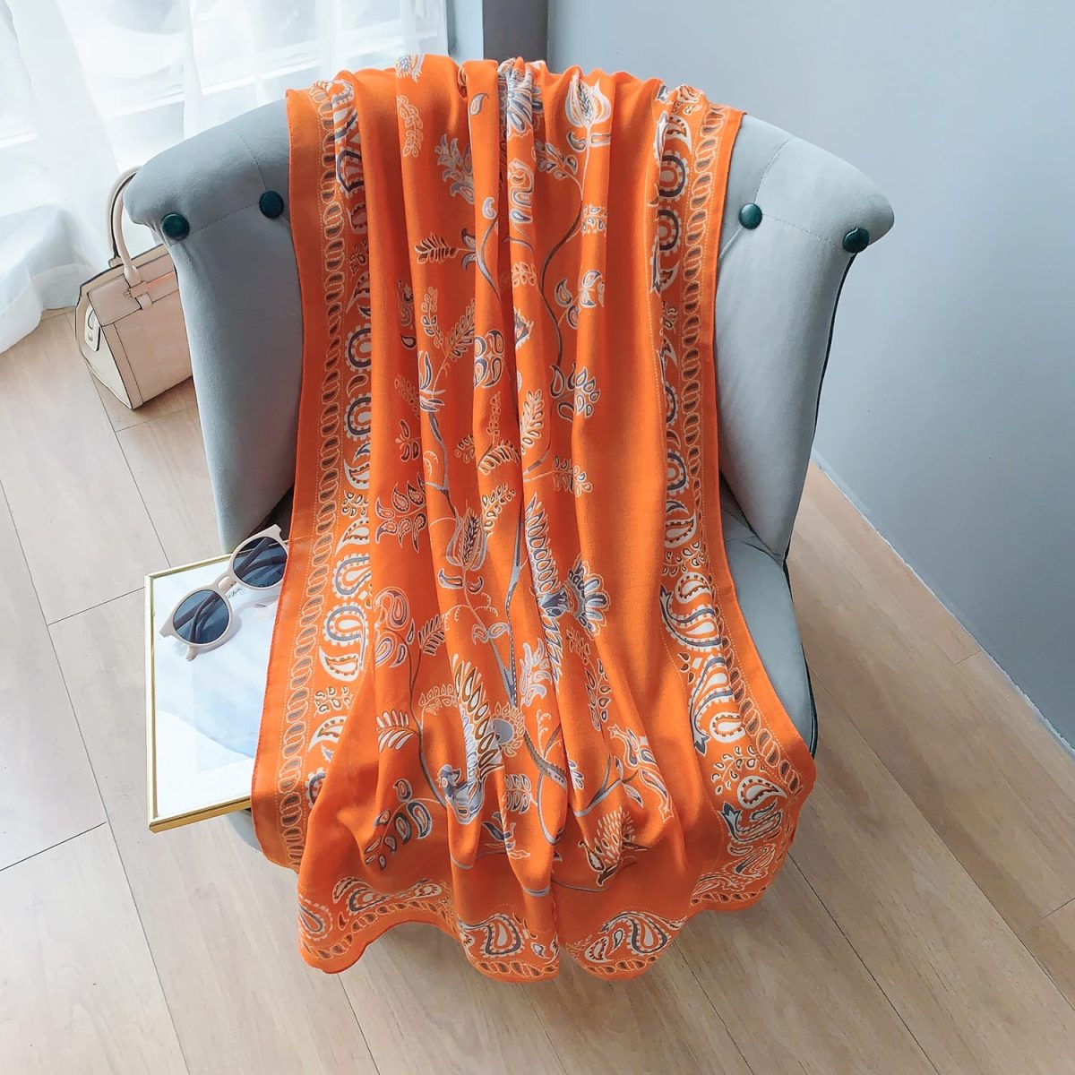 Halloween Yam Printed Scarf - worn styling