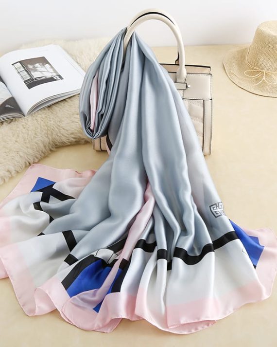 Classic Grey Printed Scarf by Bandano Pakistan