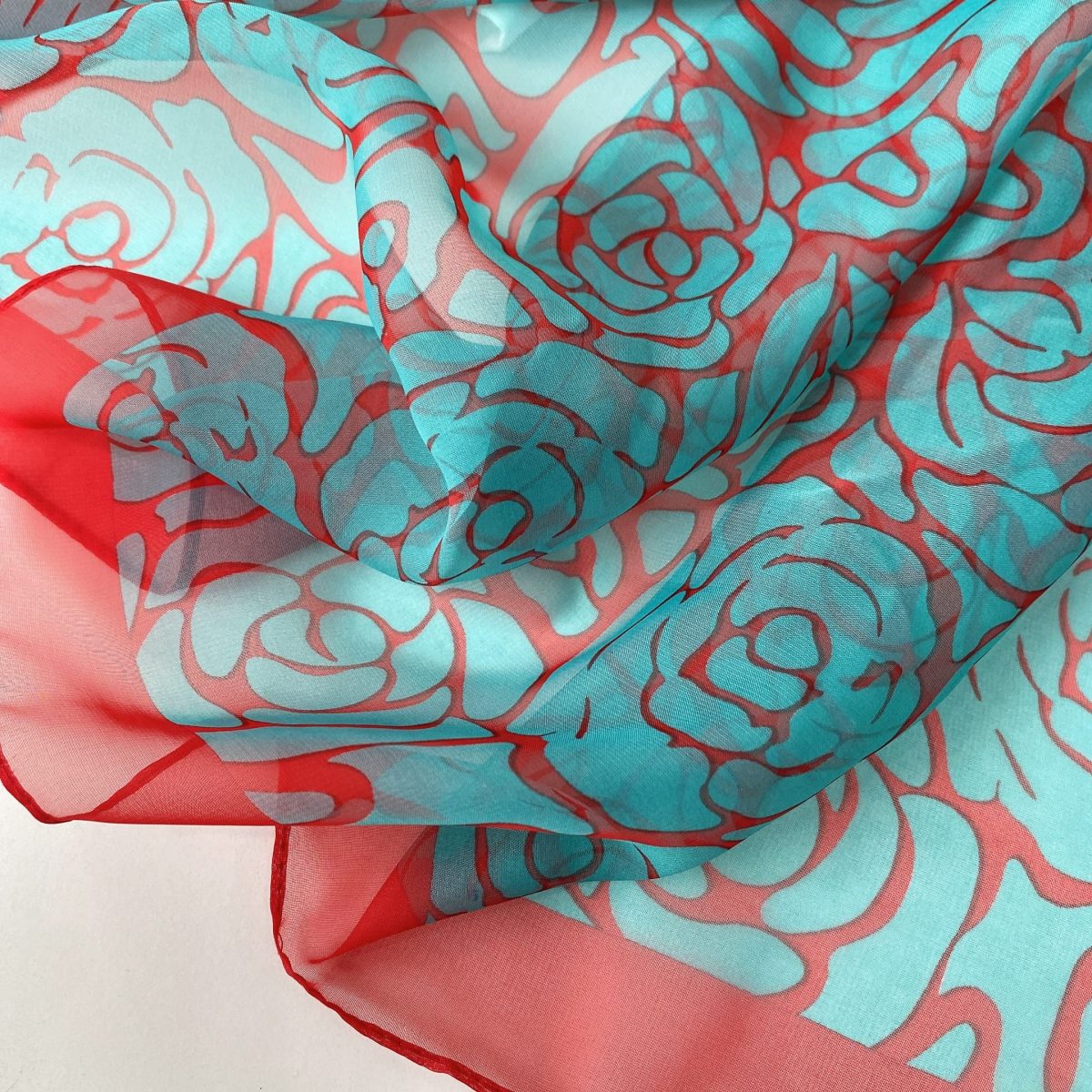 Horizon Blue Chiffon Georgette Scarf - worn styling
