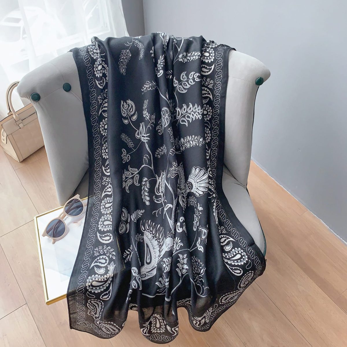 Irish Caffeine Printed Scarf - folded detail