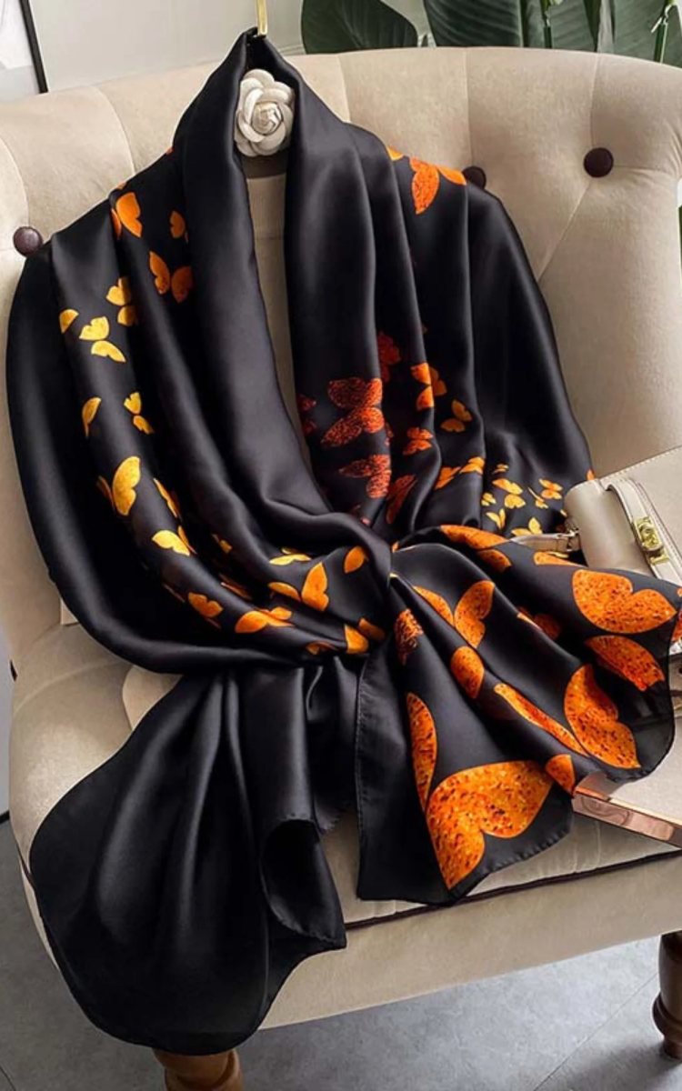 Cat Black Printed Scarf by Bandano Pakistan