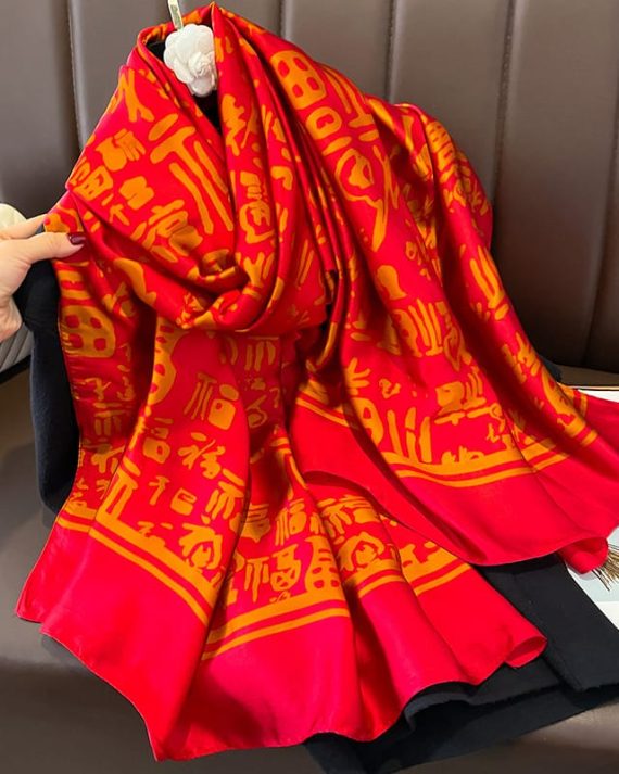 Janemba Red Printed Scarf by Bandano Pakistan