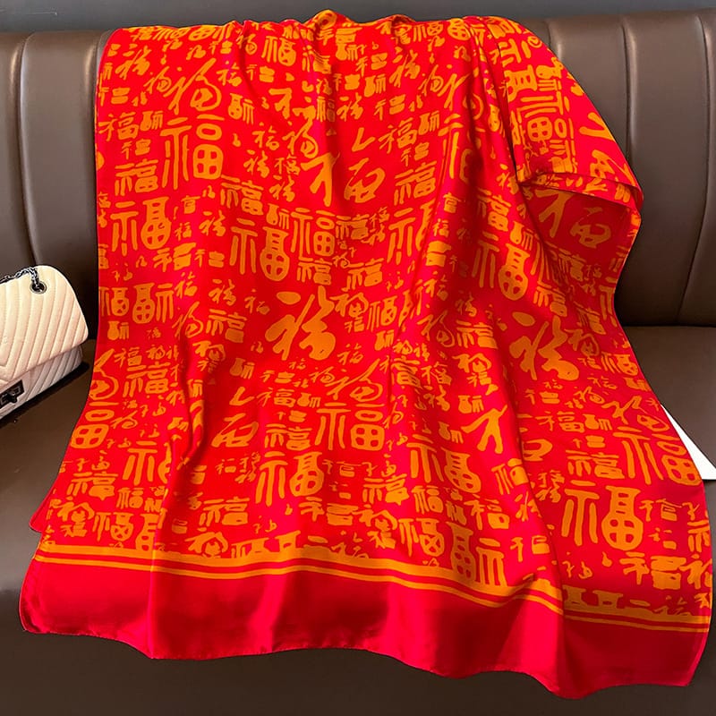 Janemba Red Printed Scarf - close-up of the fabric