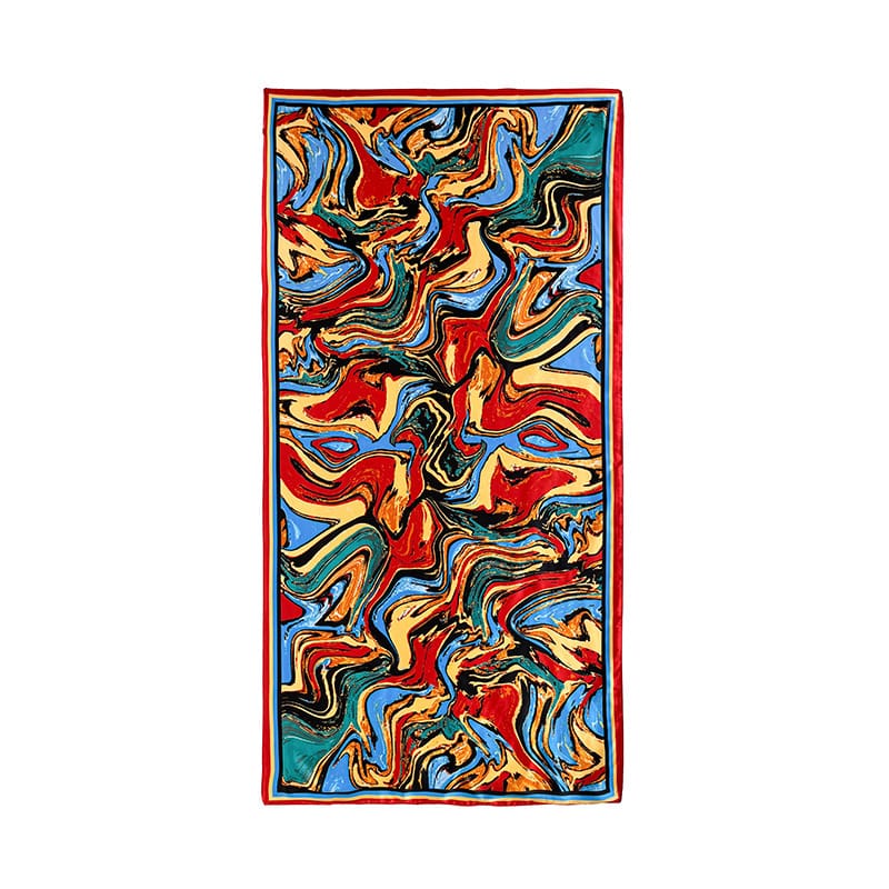 Jellyfish Red Printed Scarf - worn styling