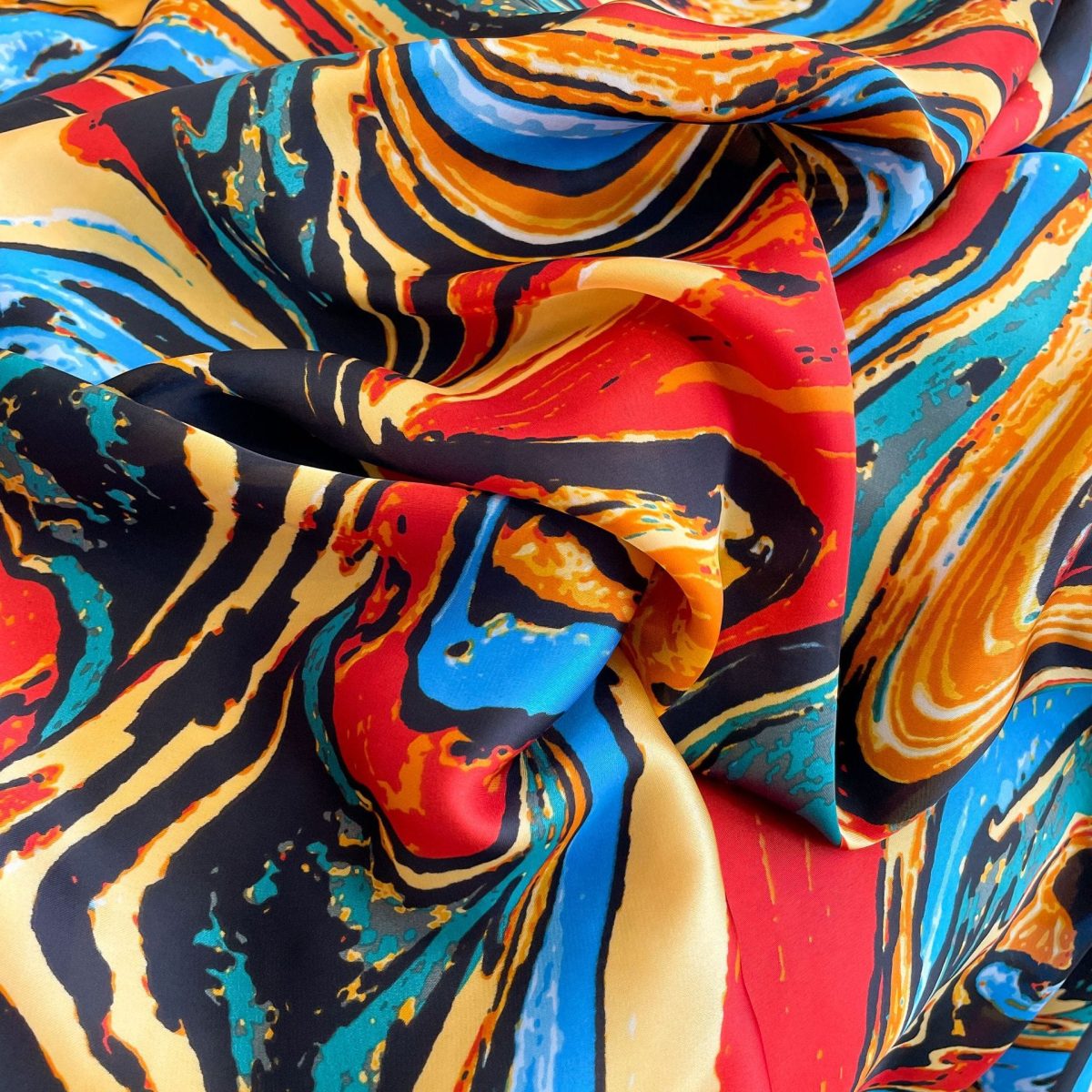 Jellyfish Red Printed Scarf - folded detail