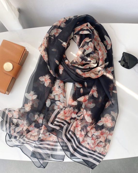 Jet Onyx Chiffon Georgette Scarf by Bandano Pakistan