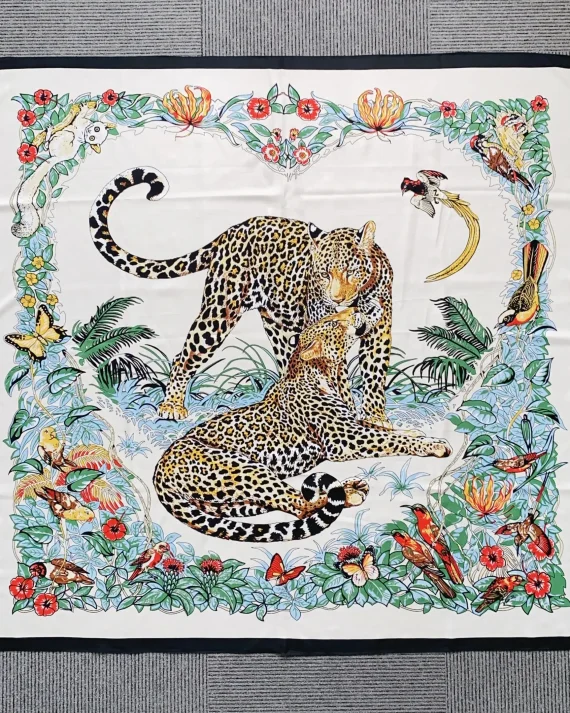 Forest Love White Square Scarf by Bandano Pakistan