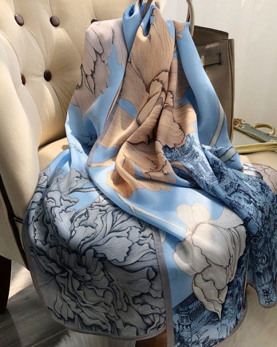 Gem Sky Blue Printed Scarf by Bandano Pakistan