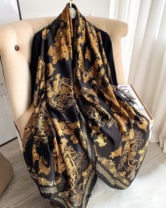 Narcissus Gold Printed Scarf by Bandano Pakistan