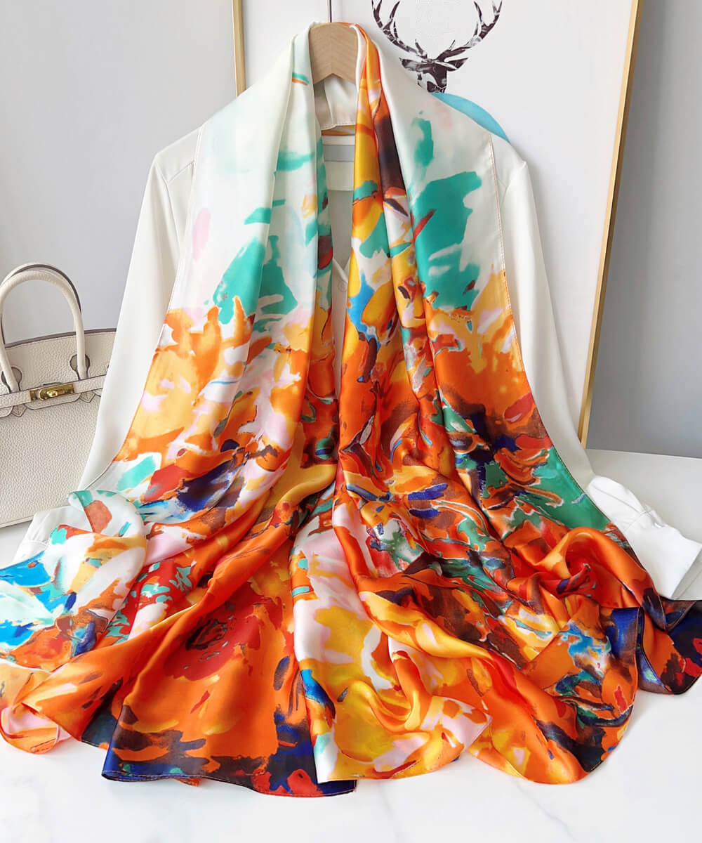 Fruit Orange Printed Scarf - full view
