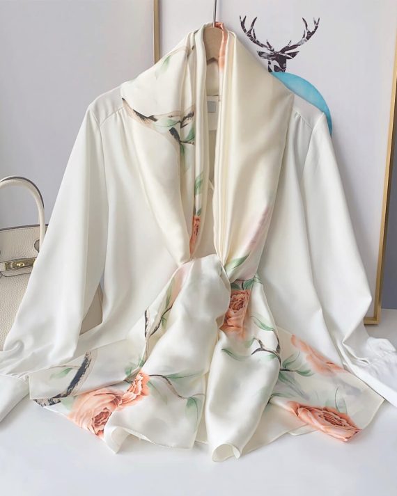 Shell White Printed Scarf by Bandano Pakistan