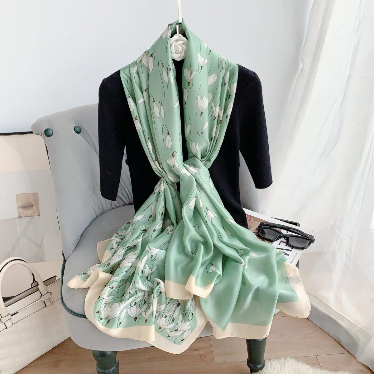 Lake Green Printed Scarf by Bandano Pakistan
