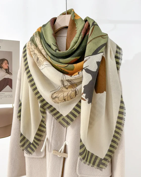 Pirate Green Square Scarf by Bandano Pakistan