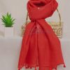 Deep Pastel Red Plain With Tassels Stole Scarf by Bandano Pakistan