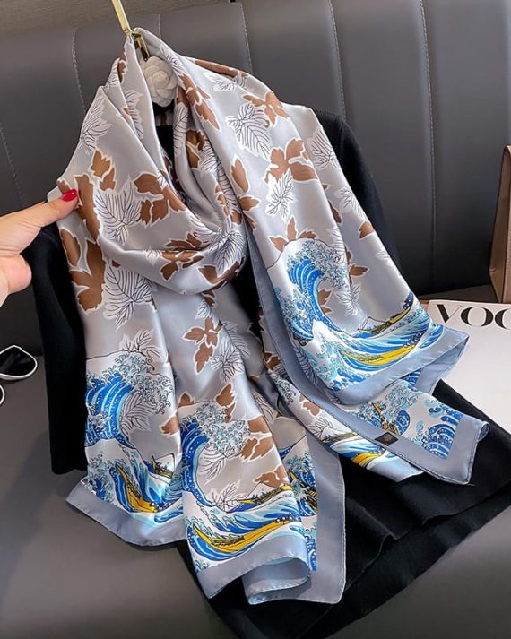 Quicksilver Grey Printed Scarf by Bandano Pakistan