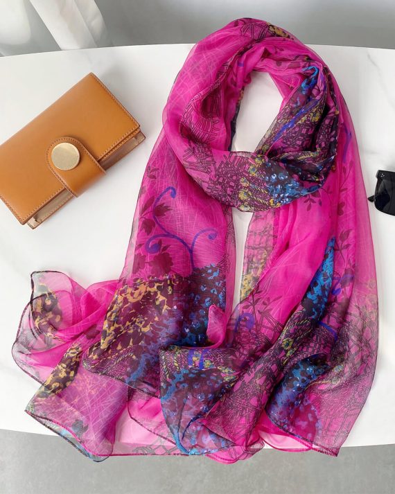 Berry Pink Chiffon Georgette Scarf by Bandano Pakistan