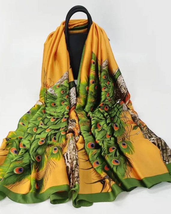 Pure Sienna Yellow Printed Scarf by Bandano Pakistan