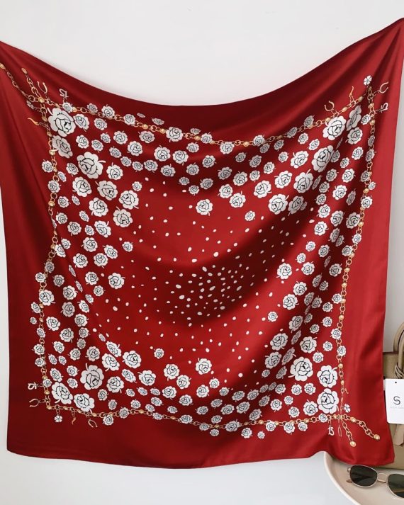 Crimson Contrast Head Scarf by Bandano Pakistan