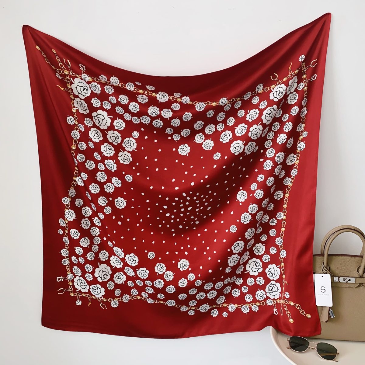 Crimson Contrast Head Scarf by Bandano Pakistan