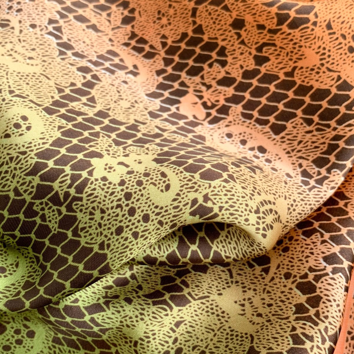 Reddish Orange Hair Scarf - close-up of the fabric