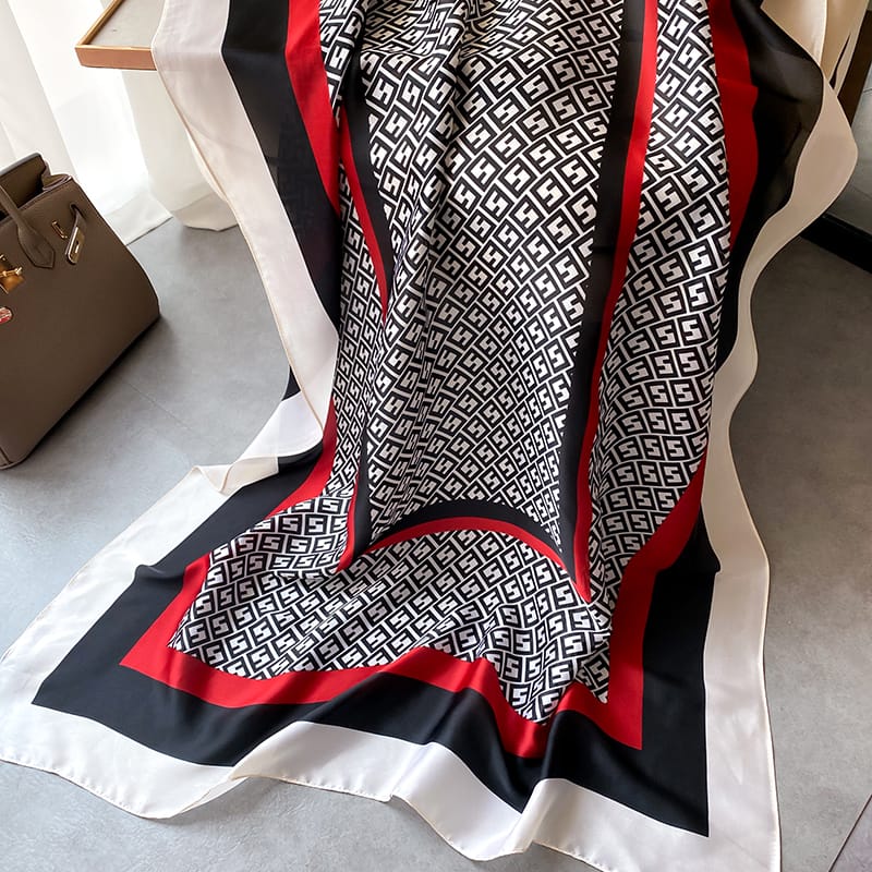 Rosy Black Printed Scarf - draped detail