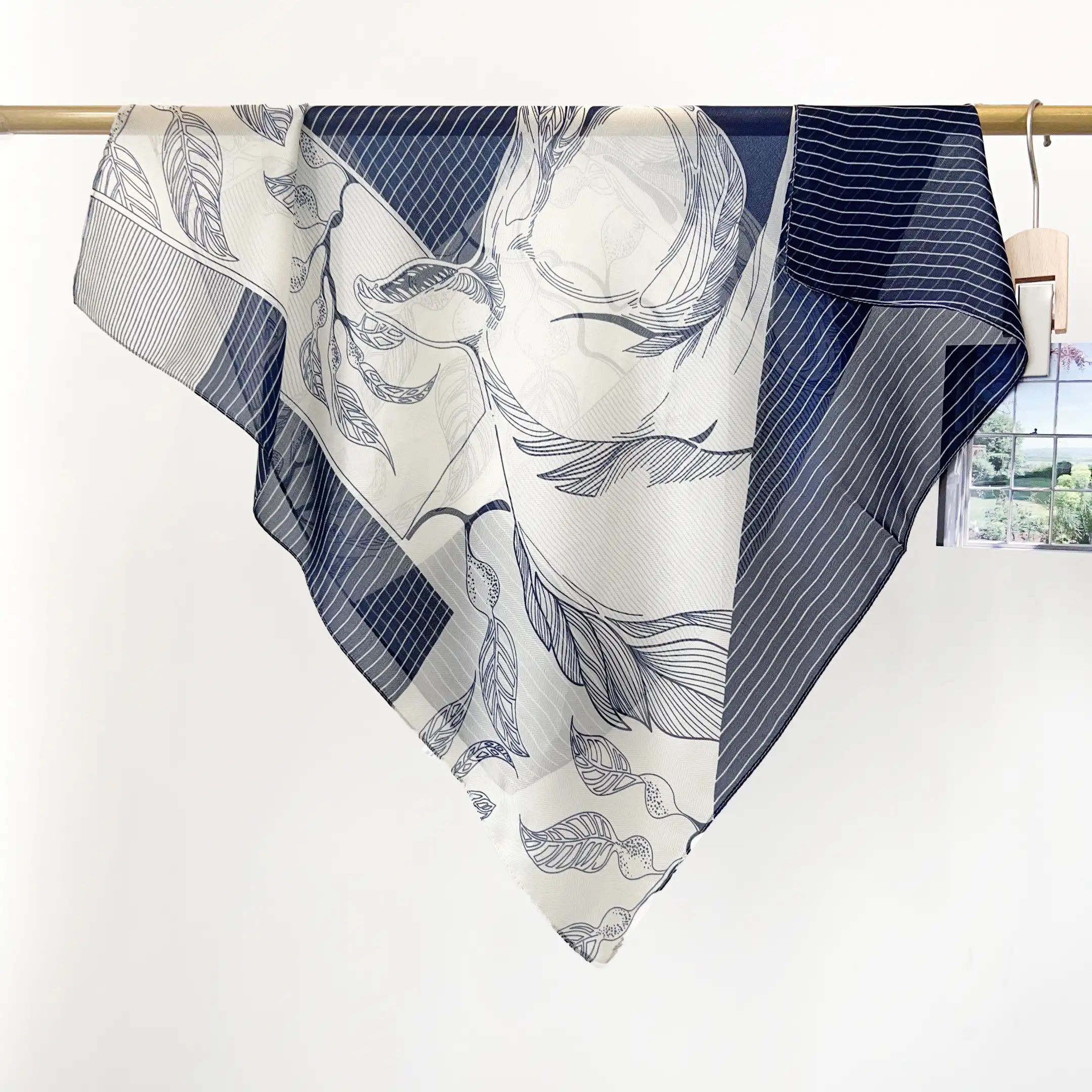 Royal Blue Hair Scarf - styled view