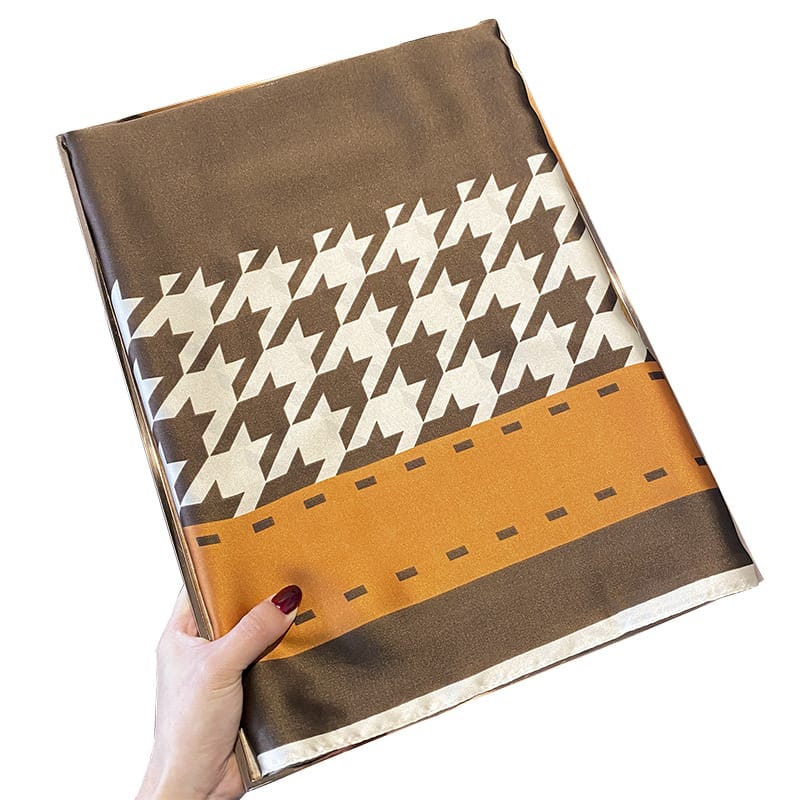 Rok Ō Brown Printed Scarf - full view