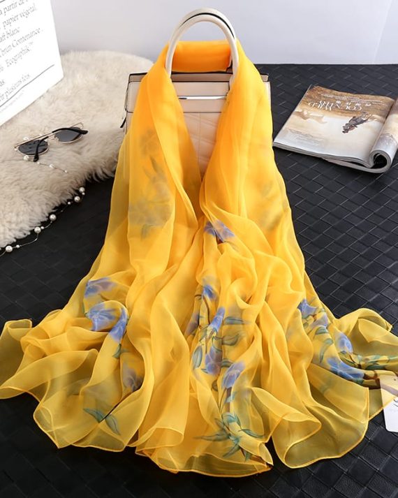 Ronchi Yellow Chiffon Georgette Scarf by Bandano Pakistan