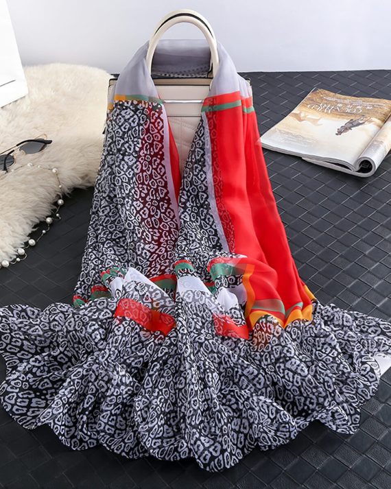 Floral Madder Chiffon Georgette Scarf by Bandano Pakistan