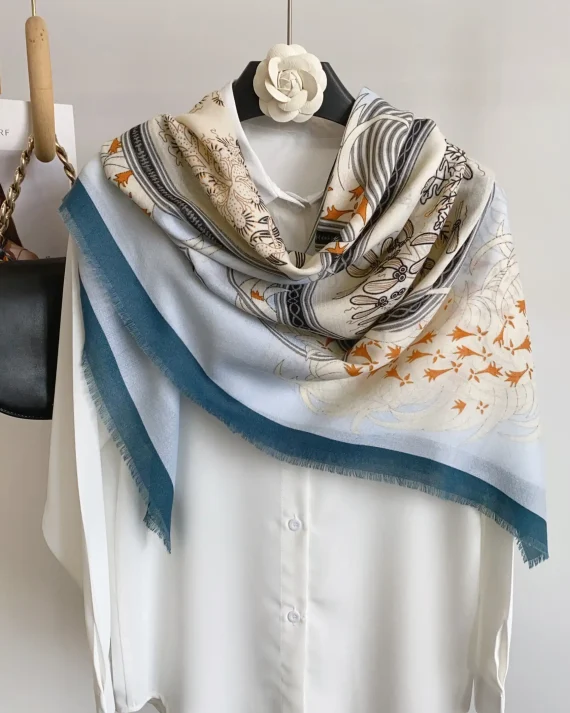 Rosy Blue Square Scarf by Bandano Pakistan