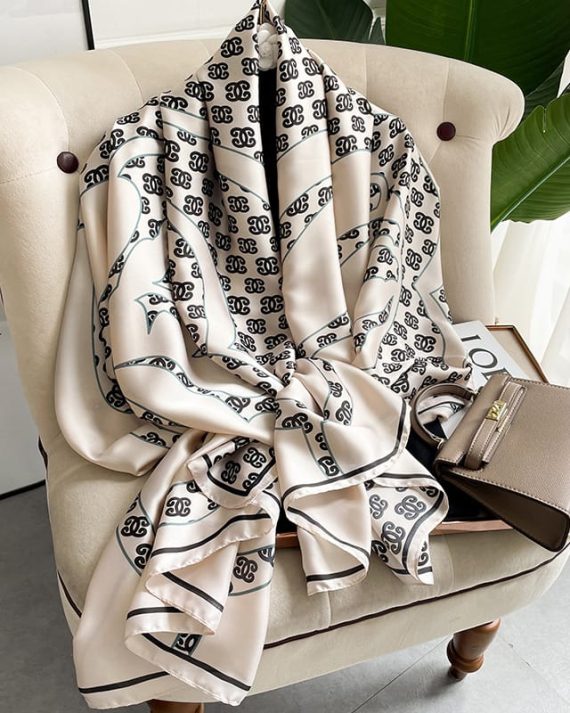 Rosy Butter White Printed Scarf by Bandano Pakistan