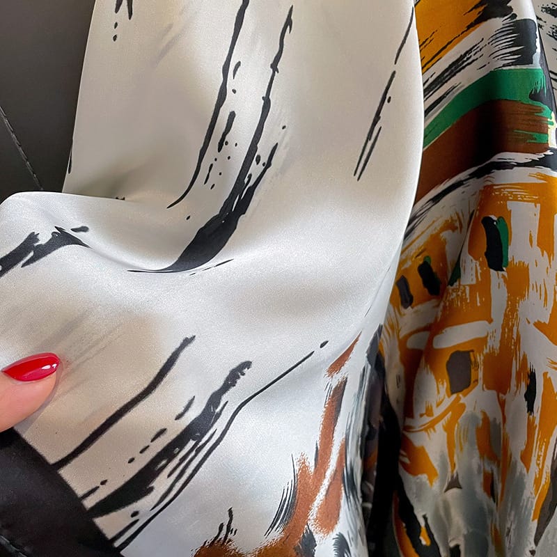 Rotunda White Printed Scarf - styled view