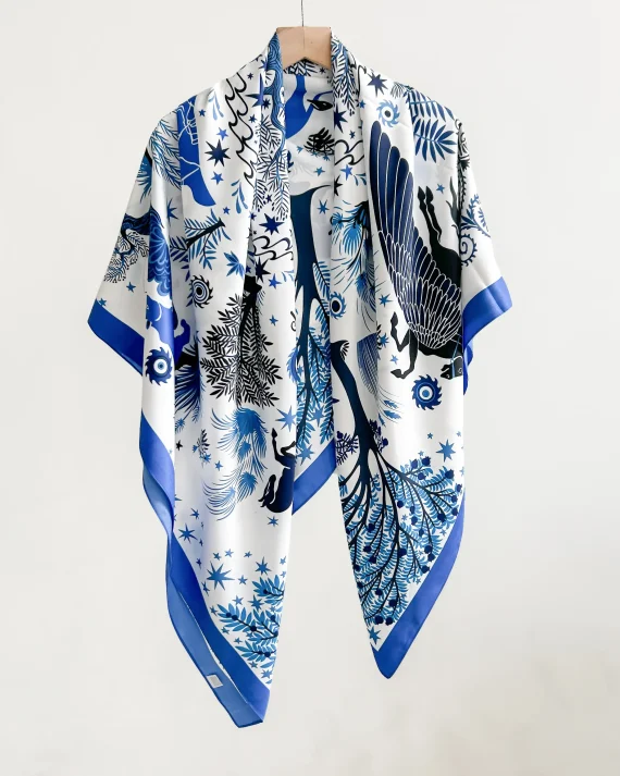 Regal Azure Blue Square Scarf by Bandano Pakistan